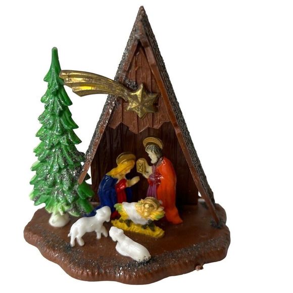 No Brand Holiday Vintage Christmas Plastic Nativity Set Hong Kong 3